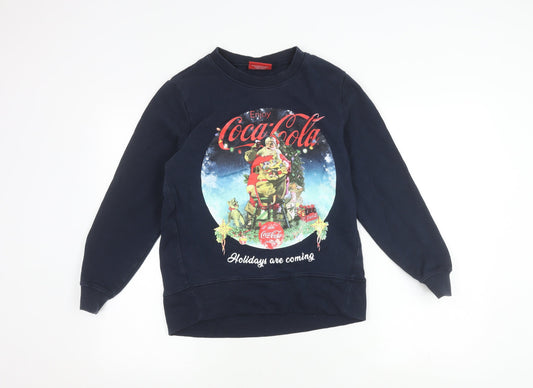 Tu Women's Blue Christmas Graphic Pullover Sweatshirt Size 8