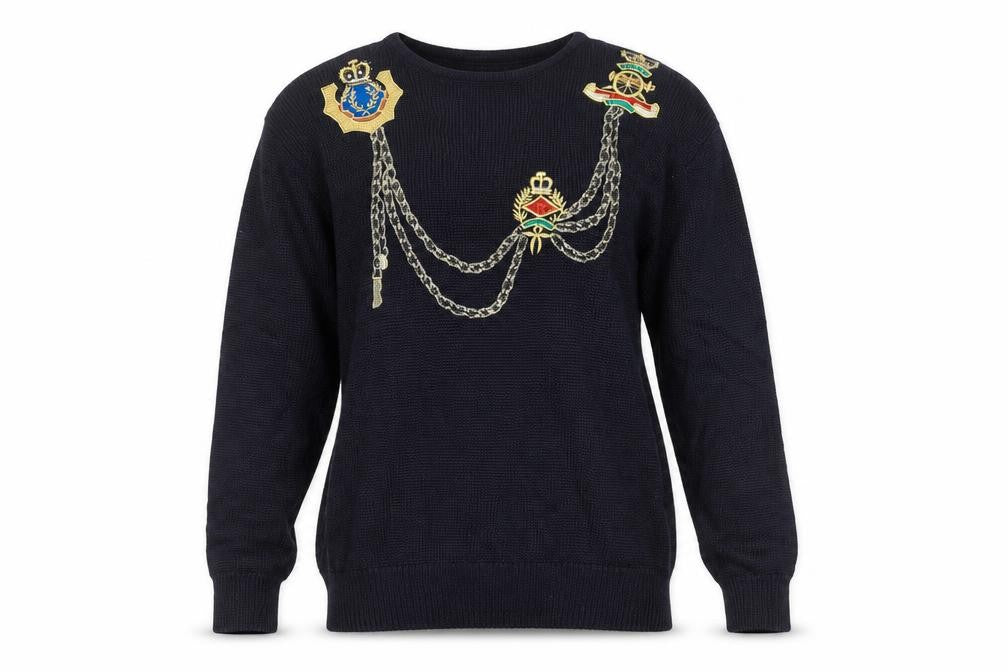 Malina Wong Women's Blue Embroidered Pullover Jumper - Size 10
