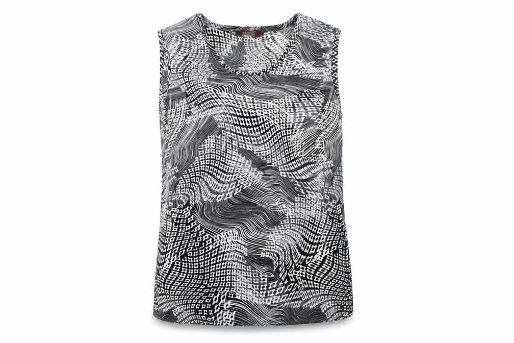 Vantican Women's Black Geometric Blouse, Size 12