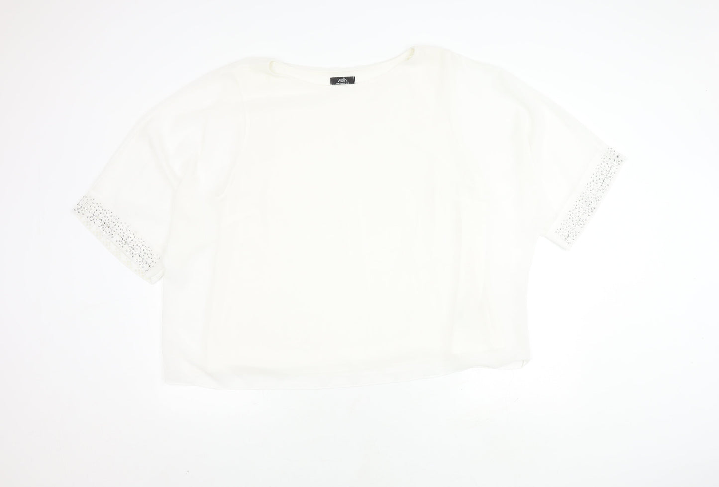 Wallis Women White XL Sequin Short Sleeve Top