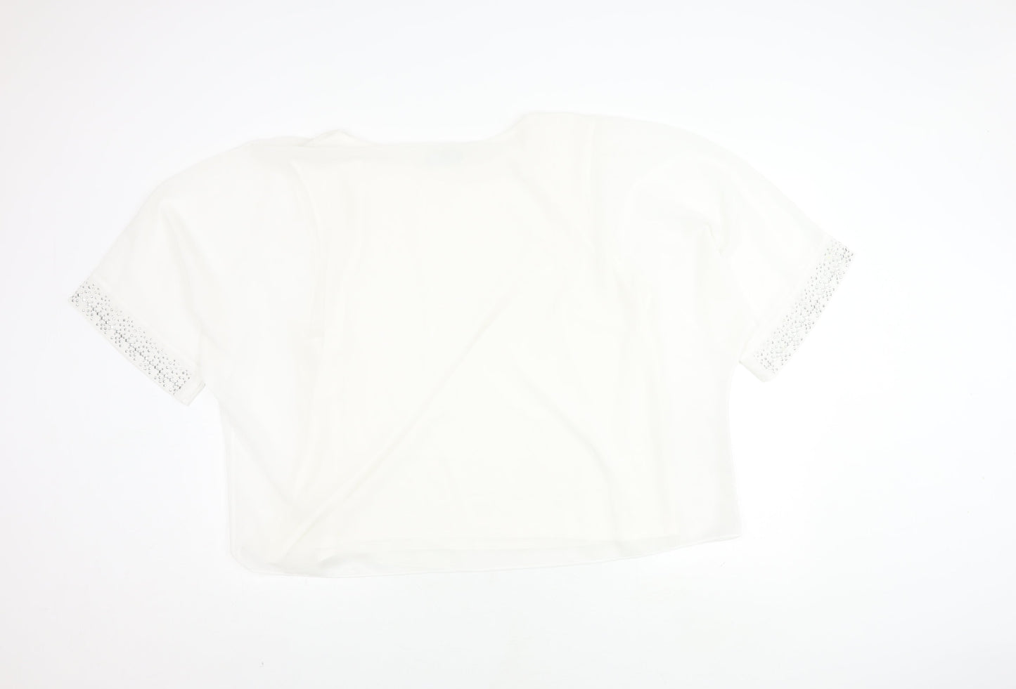 Wallis Women White XL Sequin Short Sleeve Top