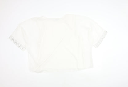 Wallis Women White XL Sequin Short Sleeve Top