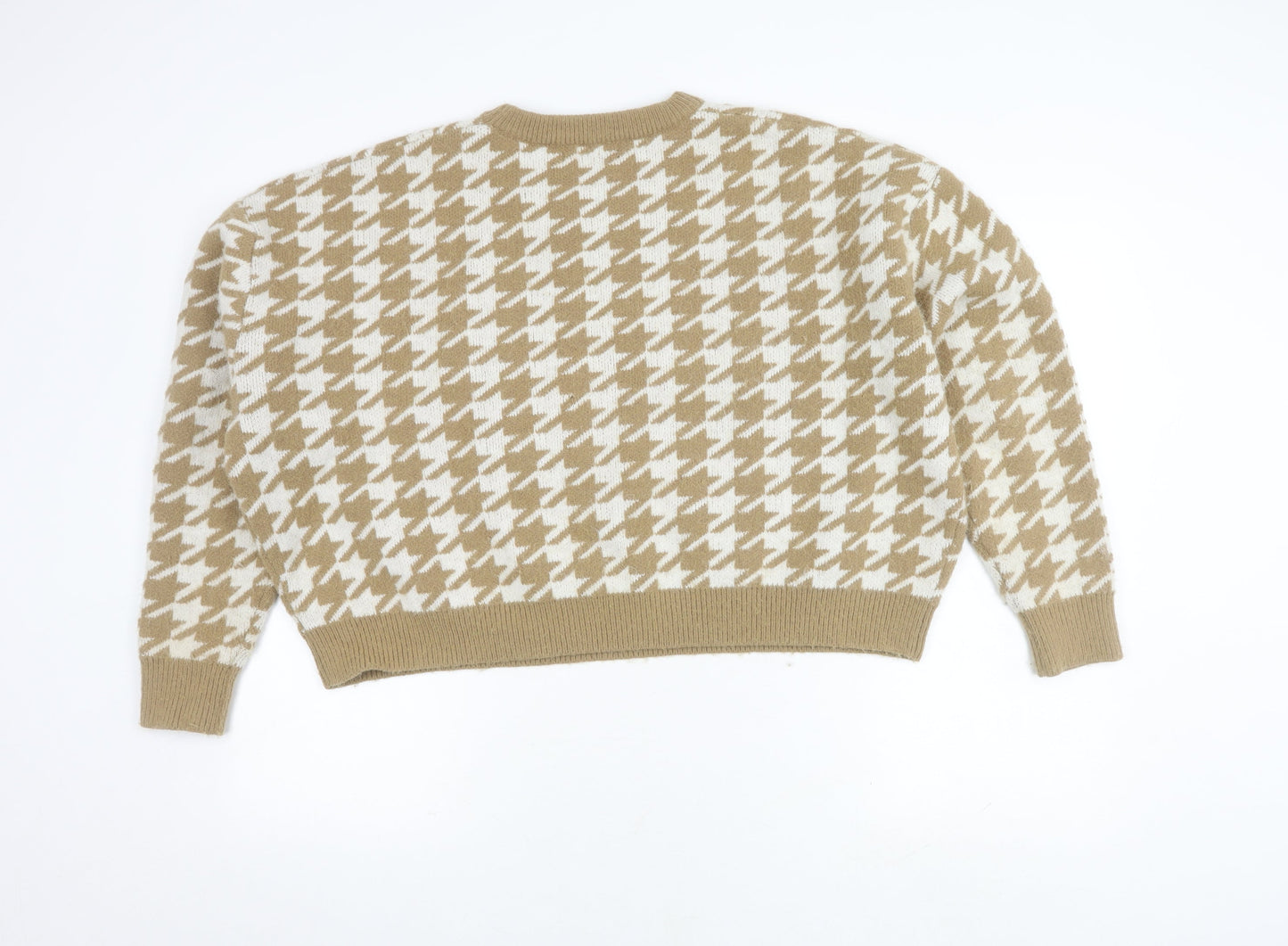 Motel Women's Beige Geometric Pullover Jumper M