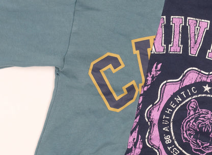 Close-up detail of Next girls’ blue graphic sweatshirt, 11 years