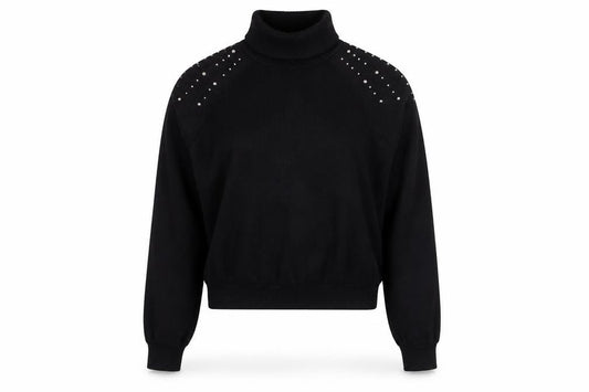 Zara Women's Black Roll Neck Studded Pullover Jumper, Size M
