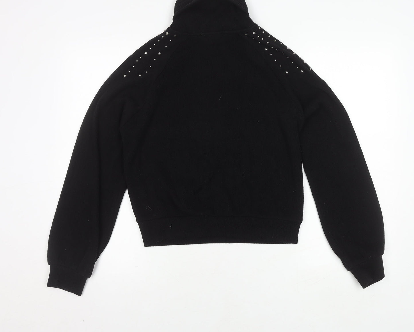 Zara Women's Black Roll Neck Studded Pullover Jumper, Size M