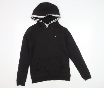 Additional front view of Calvin Klein girls’ black pullover hoodie, size 16