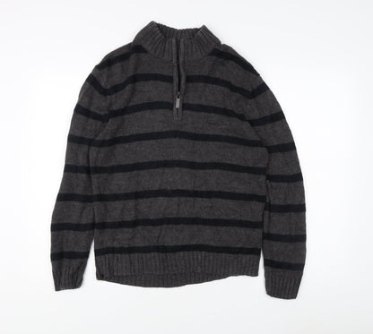 Pierre Cardin Men's Grey Striped Pullover Jumper, S
