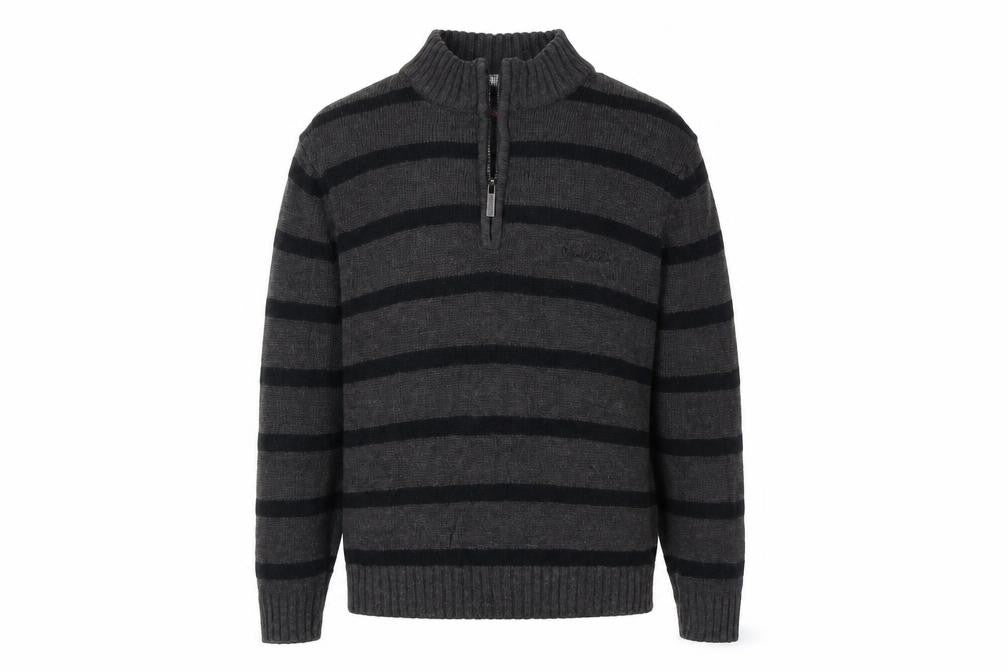 Pierre Cardin Men's Grey Striped Pullover Jumper, S