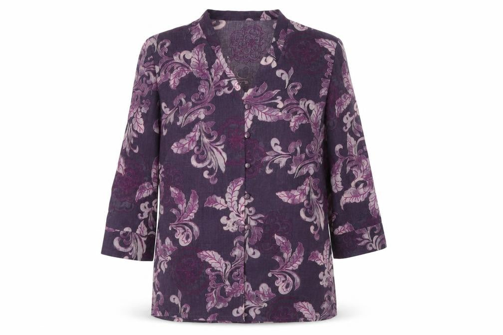 Jacques Vert Women's Purple Floral Wool Blouse UK 14