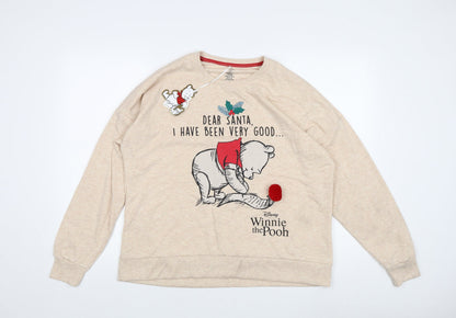 Preloved Disney Women Beige Pullover Sweatshirt Size S 10-12 Winnie the Pooh - Front