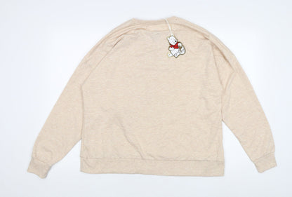 Preloved Disney Women Beige Pullover Sweatshirt Size S 10-12 Winnie the Pooh - Back