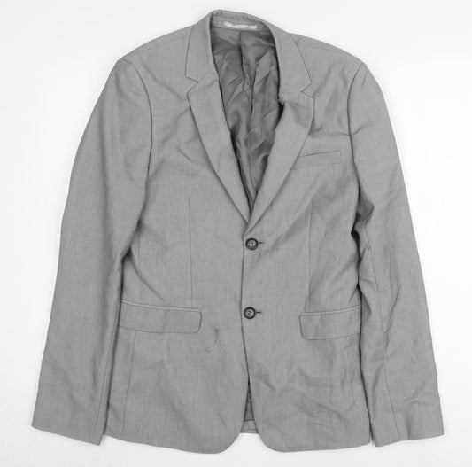 Topman Men's Grey Blazer, Size 36, Single-Breasted