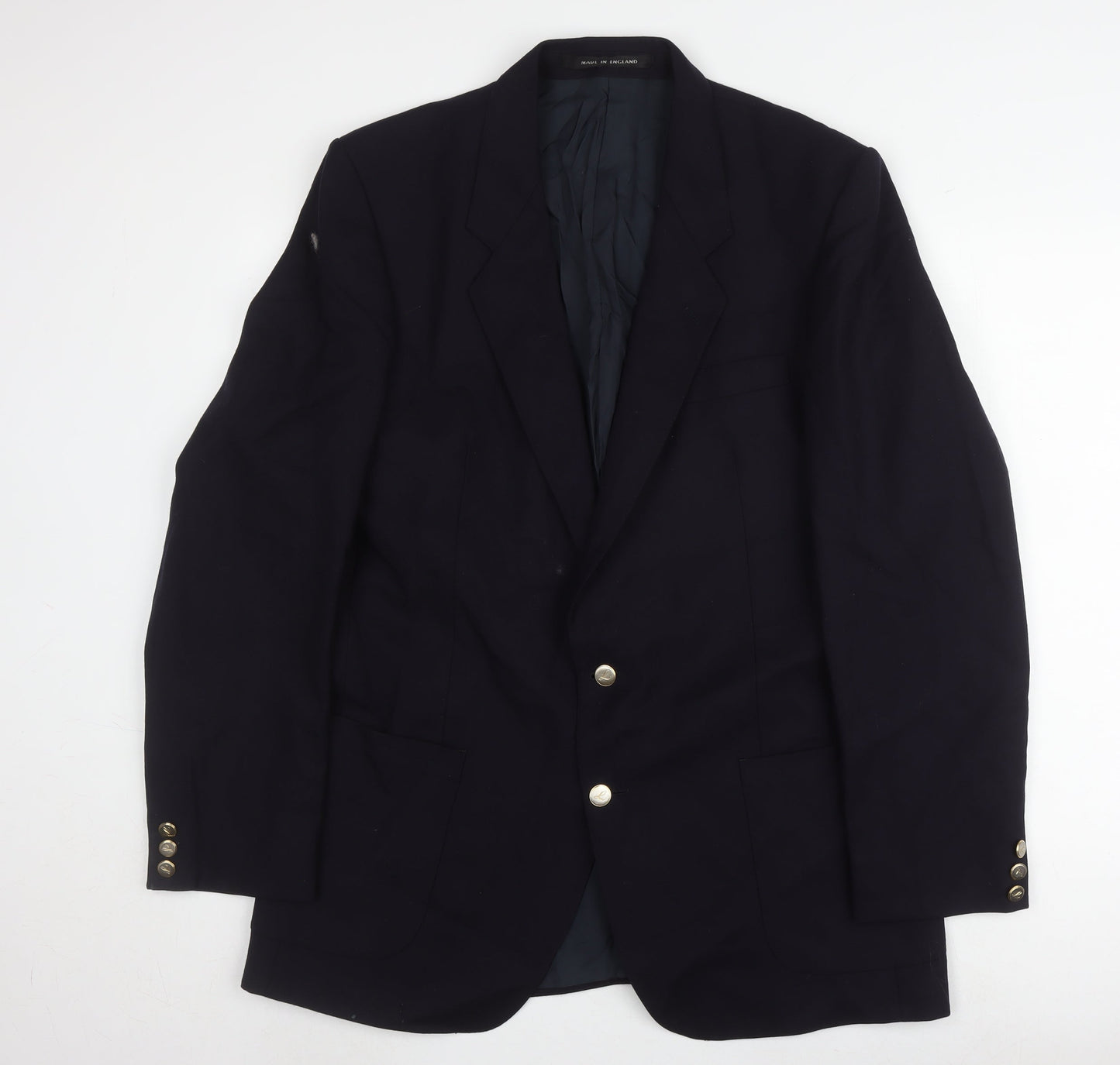 The Label Men's Blue Wool Blazer 44L Single-Breasted