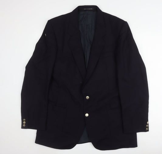The Label Men's Blue Wool Blazer 44L Single-Breasted
