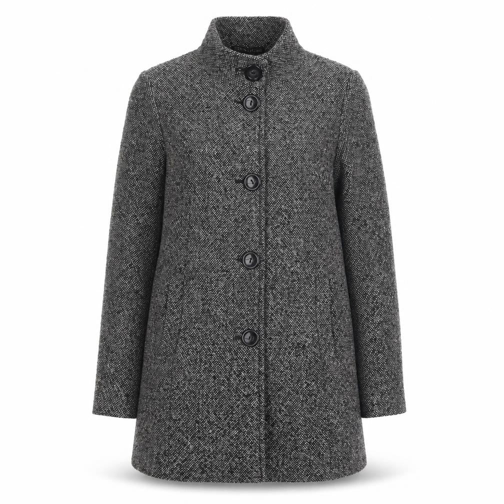 Classics Women's Black Herringbone Overcoat Size 10
