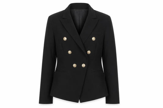 ATTENTIF Women's Black Double-Breasted Jacket Size 10