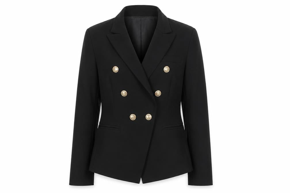 ATTENTIF Women's Black Double-Breasted Jacket Size 10