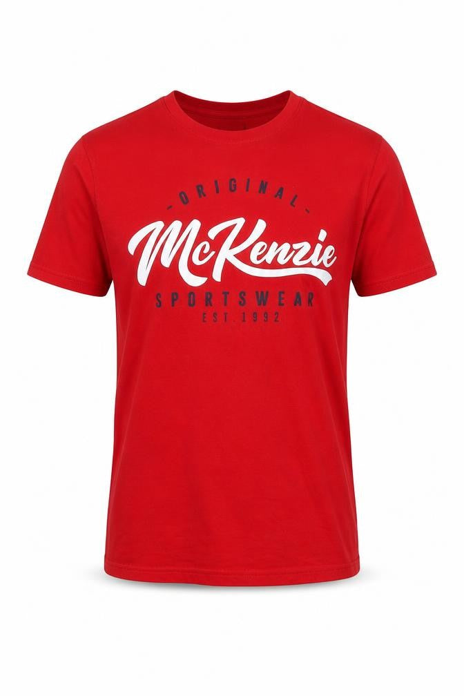 McKenzie Men's Red Graphic Print Cotton T-Shirt Medium