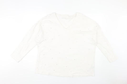 CAPSULE Women's White V-Neck T-Shirt, Size 18