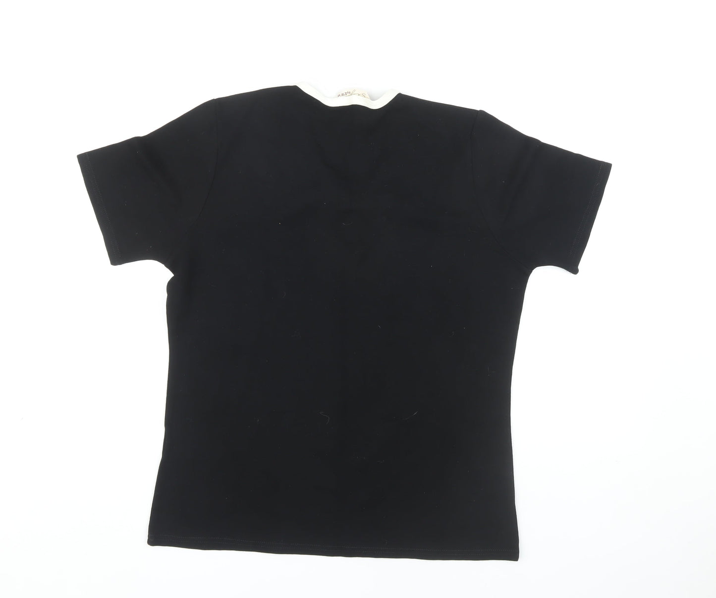 Style by EWM Women's Black M V-Neck Bow T-Shirt