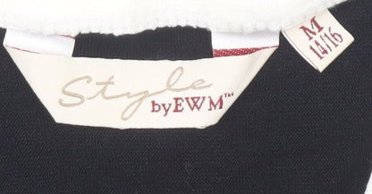 Close-up detail of Style by EWM Women's Black M V-Neck Bow T-Shirt