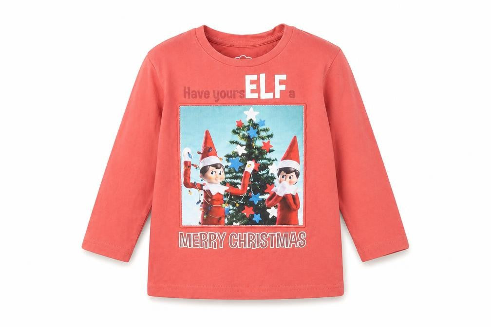 Nutmeg Boys Red Elf on the Shelf Christmas T-Shirt 3-4 Years