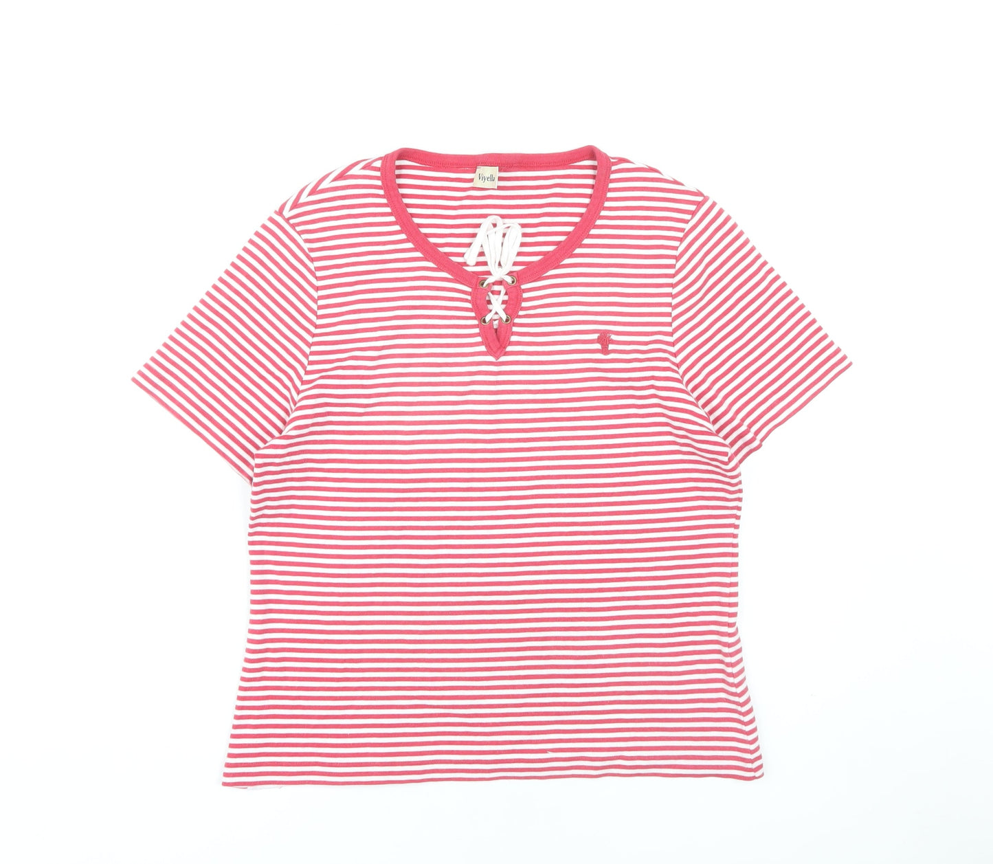 Viyella Women's Red Striped T-Shirt L - Casual Spring Top