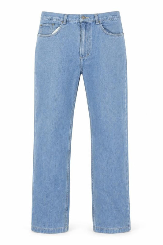 Front view of Vintage Jeans Men's Straight Blue Denim, size 38