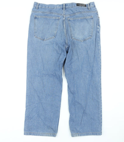 Back view of Vintage Jeans Men's Straight Blue Denim, size 38