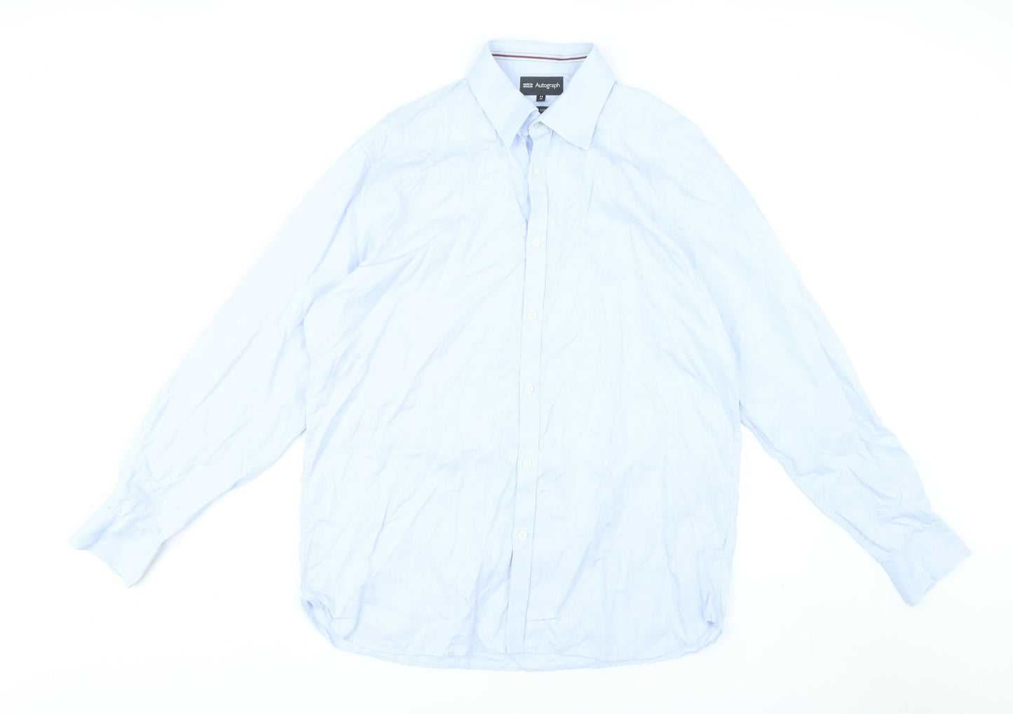 Marks and Spencer Men's Blue Cotton Dress Shirt, Size 43