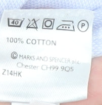 Marks and Spencer Men's Blue Cotton Dress Shirt, Size 43