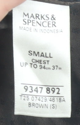 Marks & Spencer Men's Brown Short Sleeve Shirt, Size S
