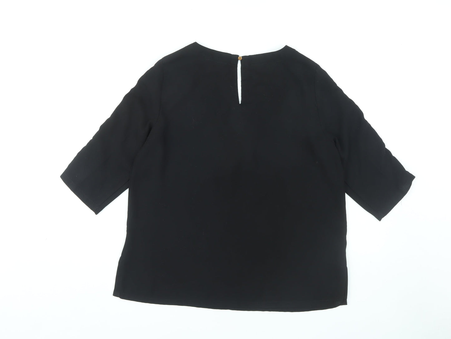 River Island Women's Black 3/4 Sleeve V-Neck Blouse