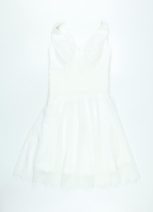 Grace Karin Women's White V-Neck Dress, Size 8