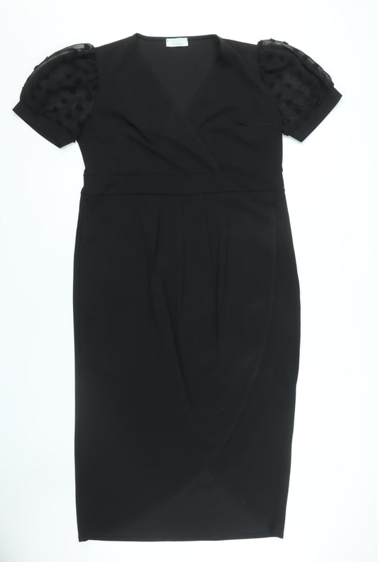 Quiz Women's Black Wrap Dress Size 16