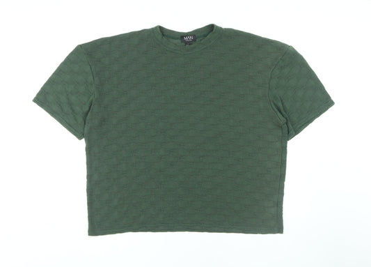 boohooMAN Green Crew Neck T-Shirt, Size L, Men's