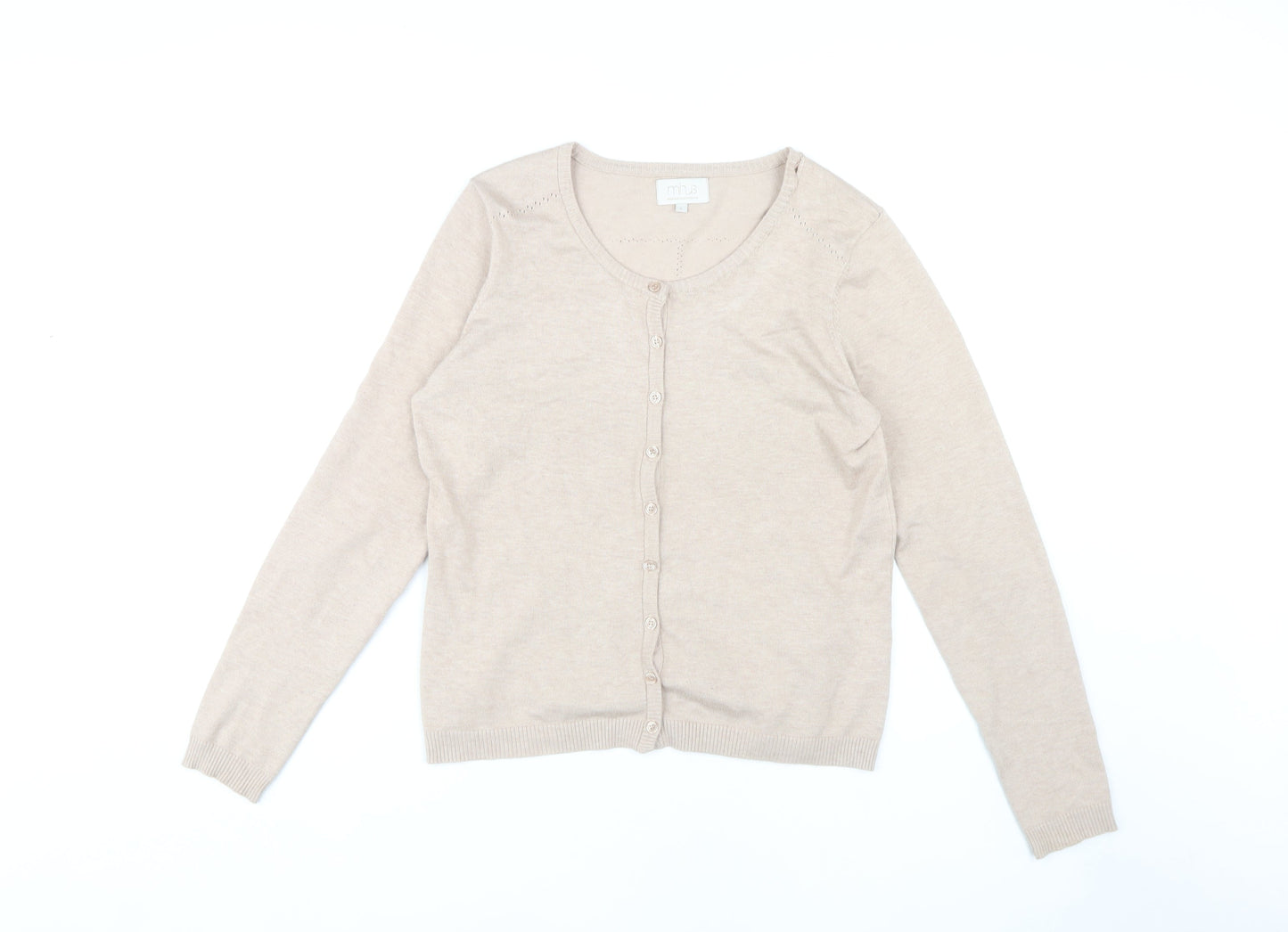 Minus Women's Beige Cardigan L Button Round Neck