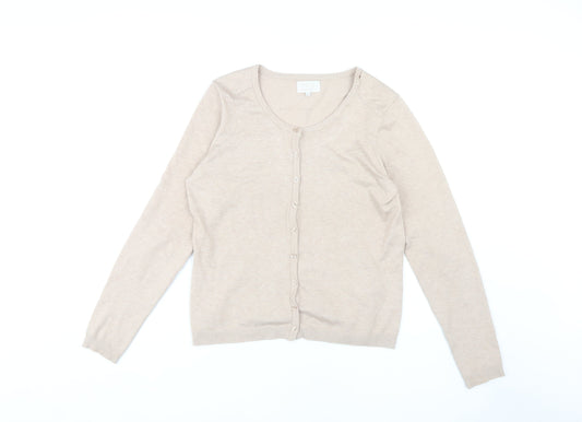 Minus Women's Beige Cardigan L Button Round Neck