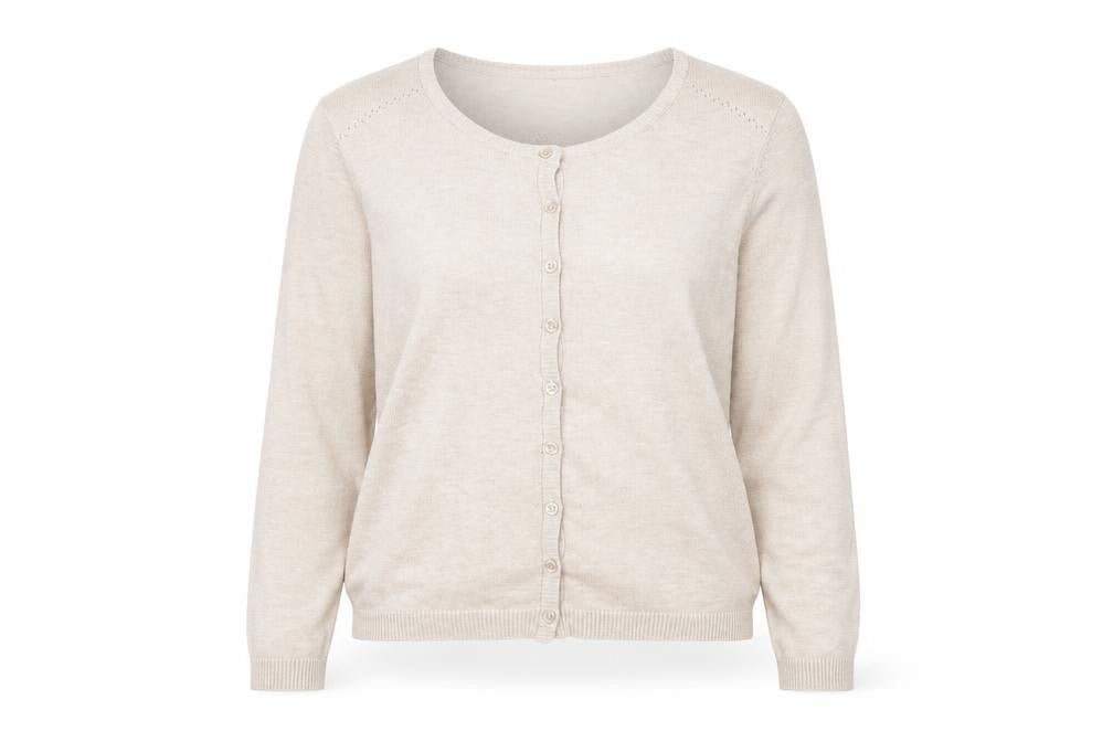 Minus Women's Beige Cardigan L Button Round Neck