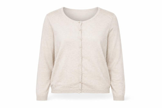 Minus Women's Beige Cardigan L Button Round Neck