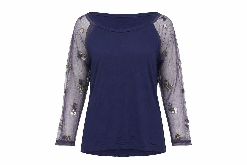 1971 Women’s Blue Sequin Raglan Top XS
