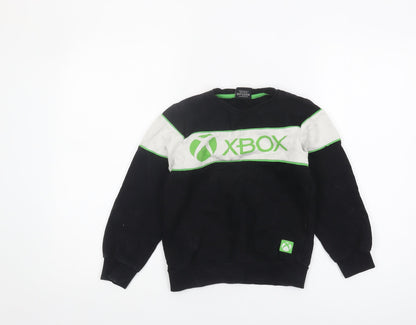 Additional front view of XBOX boys’ black pullover sweatshirt 8 years crew neck