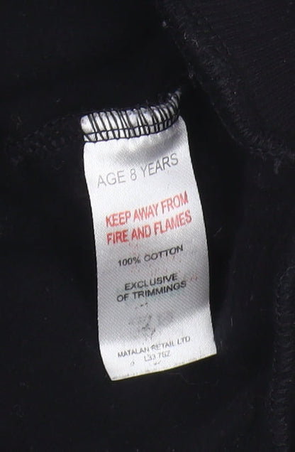 Close-up detail of XBOX boys’ black pullover sweatshirt 8 years crew neck