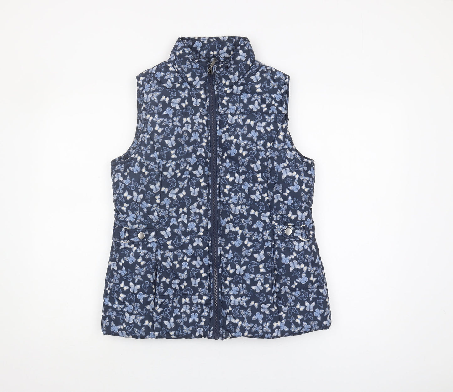 M&Co Women's Blue Butterfly Waistcoat, Size 10, Casual Style