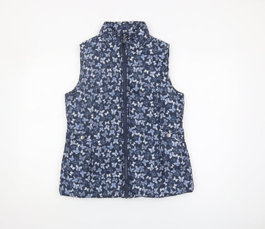 M&Co Women's Blue Butterfly Waistcoat, Size 10, Casual Style