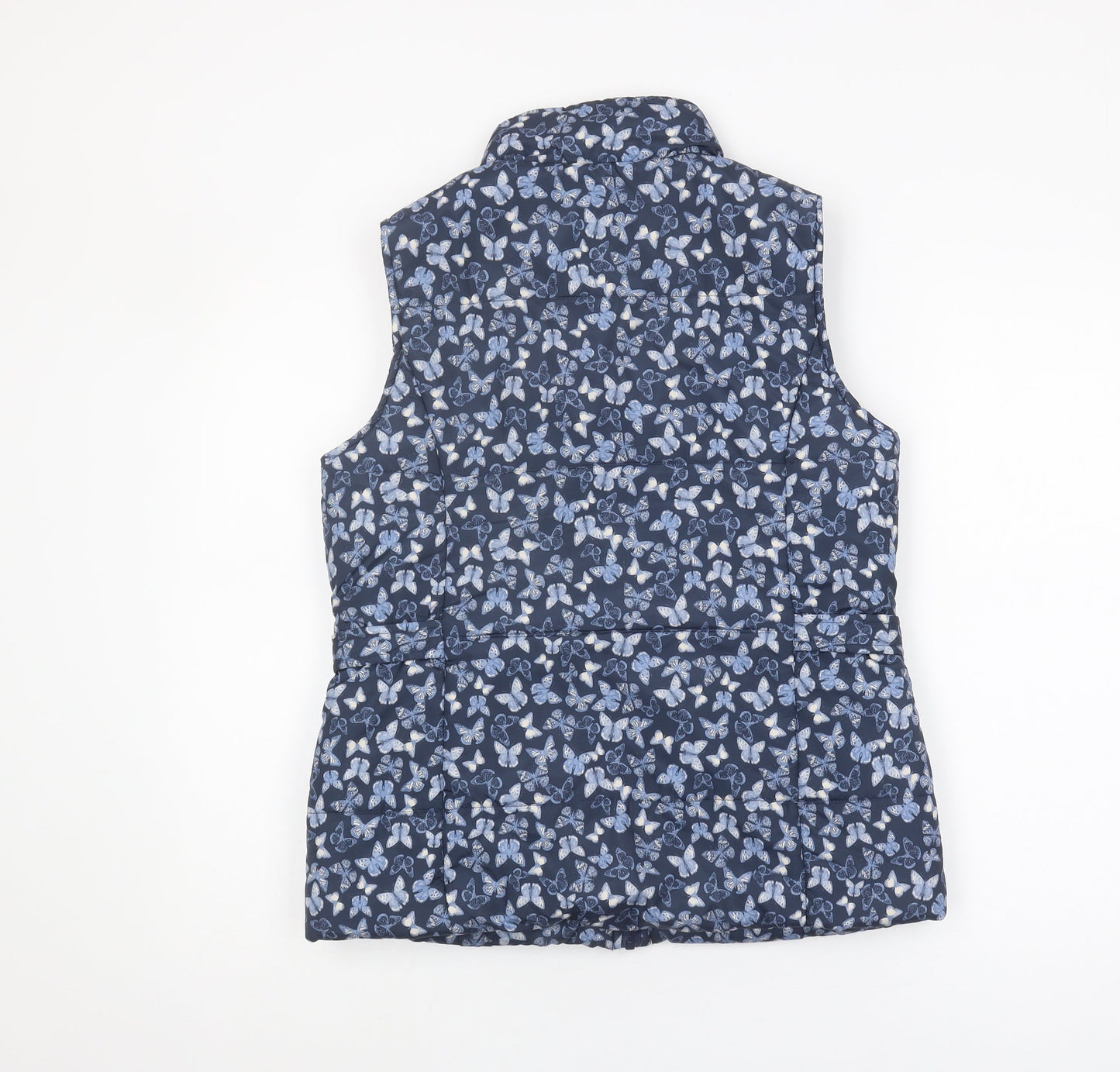 M&Co Women's Blue Butterfly Waistcoat, Size 10, Casual Style