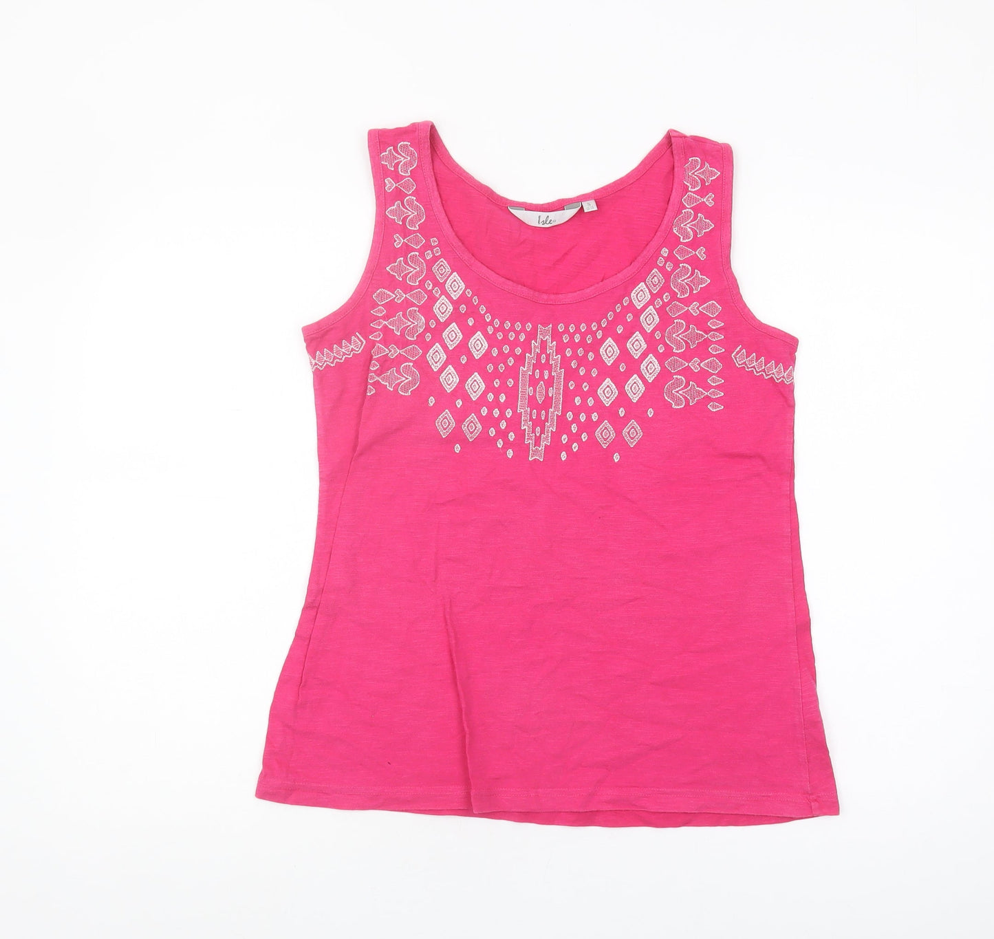 Isle Women's Pink Embroidered Sleeveless Tank Top S