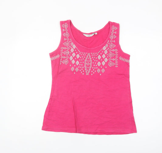 Isle Women's Pink Embroidered Sleeveless Tank Top S