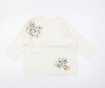 Marks & Spencer Ivory Beaded Women's Pullover Jumper Size 8